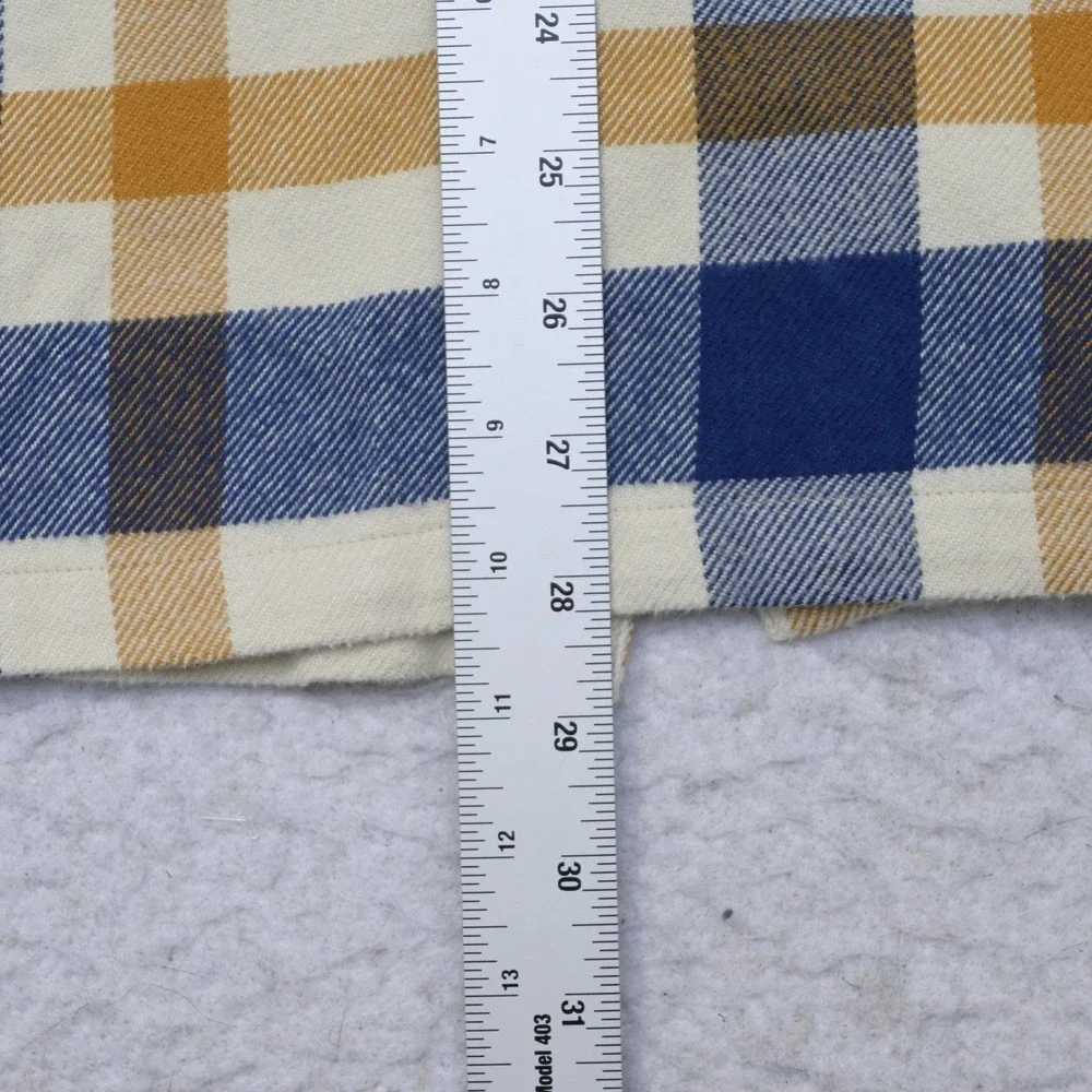 Patagonia Fjord Flannel Shirt Mens Medium Regular Blue Yellow Plaid Button Up